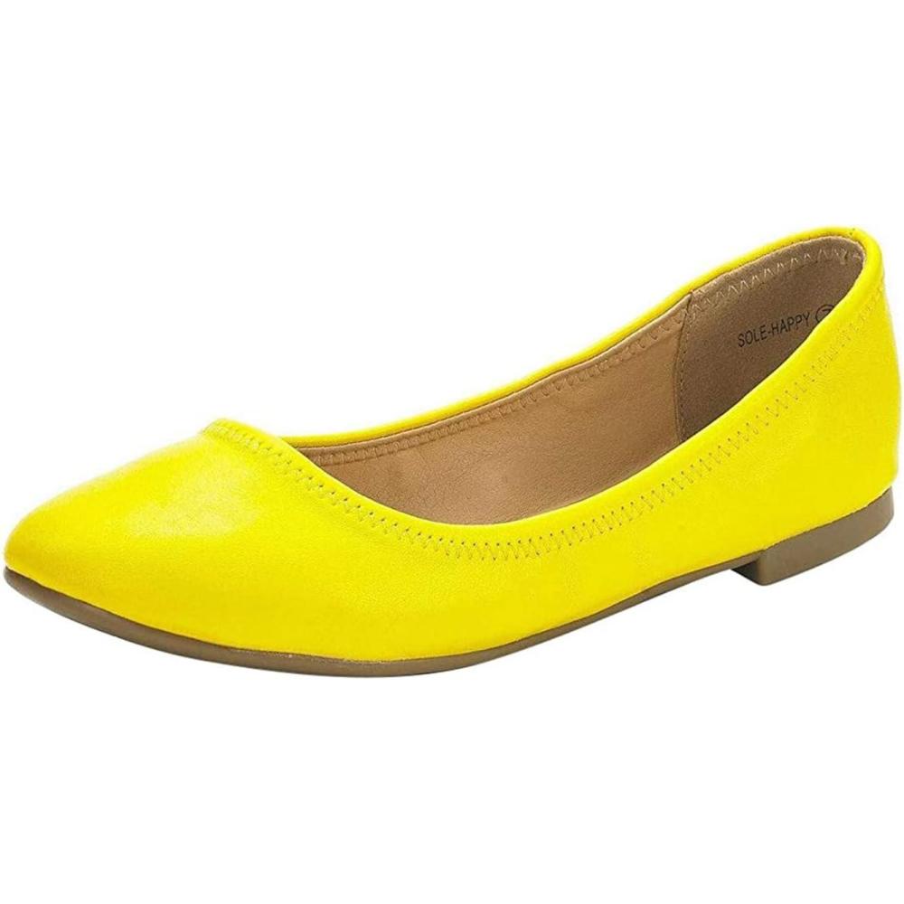 imageDREAM PAIRS Womens SoleHappy Ballerina Walking Flats ShoesYellow