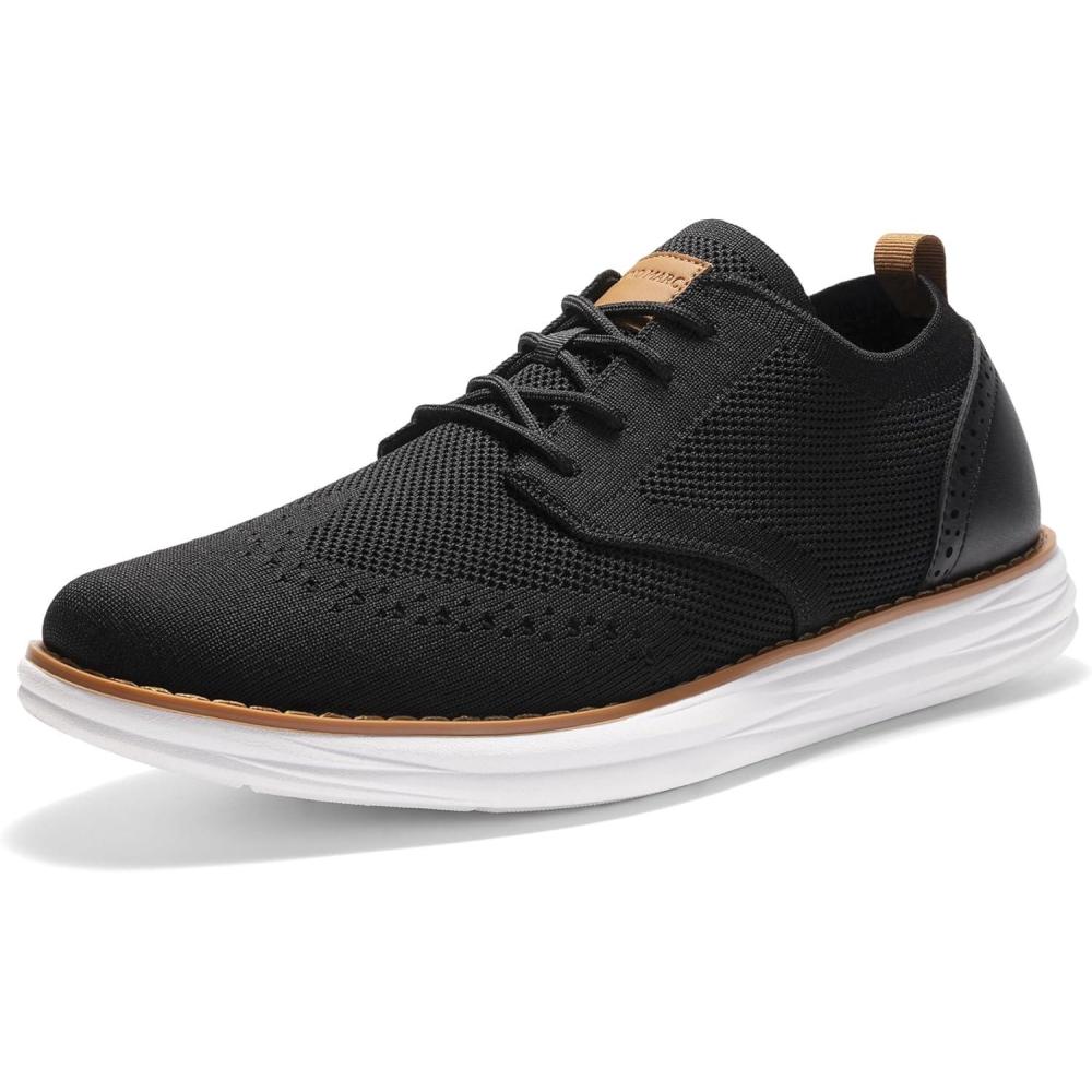 imageBruno Marc Mens KnitFlex Craft Mesh Oxfords Sneakers Casual Dress LaceUp Lightweight Walking Shoes6black