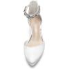 DREAM PAIRS ANNEE Pointed Toe Low Chunky Heels Pump Shoes(White-rhinestone)
