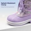 DREAM PAIRS Cozy Kids Snow Boots, Warm & Water-Resistant Winter Boots with Faux Fur for All-Day Play, Non-Slip Mid Calf Boots(Light Purple)