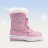 DREAM PAIRS Cozy Kids Snow Boots, Warm & Water-Resistant Winter Boots with Faux Fur for All-Day Play, Non-Slip Mid Calf Boots(Pink)