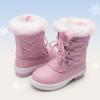 DREAM PAIRS Cozy Kids Snow Boots, Warm & Water-Resistant Winter Boots with Faux Fur for All-Day Play, Non-Slip Mid Calf Boots(Pink)