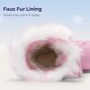 DREAM PAIRS Cozy Kids Snow Boots, Warm & Water-Resistant Winter Boots with Faux Fur for All-Day Play, Non-Slip Mid Calf Boots(Pink)