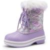 DREAM PAIRS Cozy Kids Snow Boots, Warm & Water-Resistant Winter Boots with Faux Fur for All-Day Play, Non-Slip Mid Calf Boots(Light Purple)