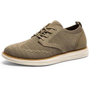 Bruno Marc Men’s KnitFlex Craft Mesh Oxfords Sneakers Casual Dress Lace-Up Lightweight Walking Shoes(6-khaki)