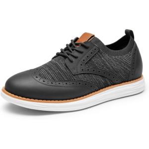 Bruno Marc Men’s KnitFlex Craft Mesh Oxfords Sneakers Casual Dress Lace-Up Lightweight Walking Shoes(8-black)