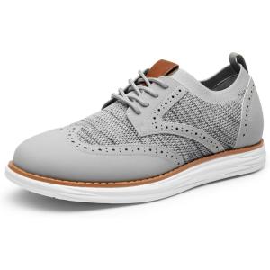 Bruno Marc Men’s KnitFlex Craft Mesh Oxfords Sneakers Casual Dress Lace-Up Lightweight Walking Shoes(8-grey)