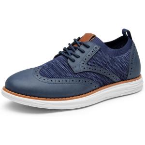 Bruno Marc Men’s KnitFlex Craft Mesh Oxfords Sneakers Casual Dress Lace-Up Lightweight Walking Shoes(8-navy)