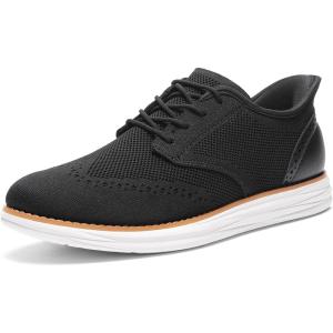 Bruno Marc Men’s KnitFlex Craft Mesh Oxfords Sneakers Casual Dress Lace-Up Lightweight Walking Shoes(Black-hands Free)
