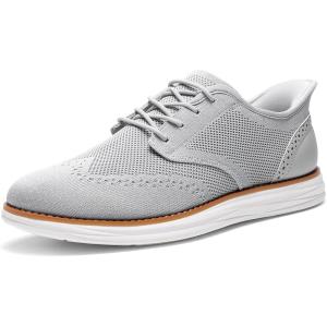 Bruno Marc Men’s KnitFlex Craft Mesh Oxfords Sneakers Casual Dress Lace-Up Lightweight Walking Shoes(Grey-hands Free)