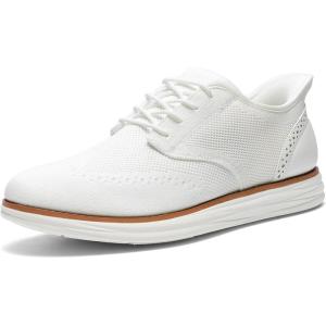 Bruno Marc Men’s KnitFlex Craft Mesh Oxfords Sneakers Casual Dress Lace-Up Lightweight Walking Shoes(White-hands Free)