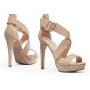 DREAM PAIRS Womens Baby Blue Suede Cross Strap Open Toe High Stilettos Party Pump Platform Heel Sandal, C-Nude/Suede – 8.5 (Charlotte)