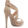 DREAM PAIRS Womens Baby Blue Suede Cross Strap Open Toe High Stilettos Party Pump Platform Heel Sandal, C-Nude/Suede – 8.5 (Charlotte)