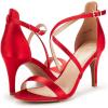 DREAM PAIRS Women’s DOLCE Fashion Stilettos Open Toe Pump Heel Sandals(Red)
