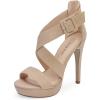 DREAM PAIRS Womens Baby Blue Suede Cross Strap Open Toe High Stilettos Party Pump Platform Heel Sandal, C-Nude/Suede – 8.5 (Charlotte)