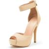 DREAM PAIRS Women’s Swan-05 High Heel Platform Dress Pump Shoes(Nude/Nubuck)