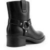 DREAM PAIRS Women’s Ankle Booties Side Zipper Motorcycle Boots Square Toe Chunky Low Heel Fashion Buckles Biker Riding Boots(Black)