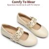 DREAM PAIRS Flower Girl Ballet Flats Pearls Bow Ballerina Mary Jane Dress Shoes SDFL2315K Ivory 13 Little Kid