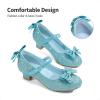DREAM PAIRS Girls Dress Shoes Toddler Little Girls Heels Mary Jane Princess Shoes with Interchangeable Bow for Flower Girl Wedding Party(Blue)