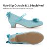 DREAM PAIRS Girls Dress Shoes Toddler Little Girls Heels Mary Jane Princess Shoes with Interchangeable Bow for Flower Girl Wedding Party(Blue)