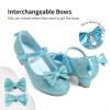 DREAM PAIRS Girls Dress Shoes Toddler Little Girls Heels Mary Jane Princess Shoes with Interchangeable Bow for Flower Girl Wedding Party(Blue)