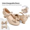 DREAM PAIRS Girls Dress Shoes Toddler Little Girls Heels Mary Jane Princess Shoes with Interchangeable Bow for Flower Girl Wedding Party(Gold)