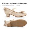 DREAM PAIRS Girls Dress Shoes Toddler Little Girls Heels Mary Jane Princess Shoes with Interchangeable Bow for Flower Girl Wedding Party(Gold)