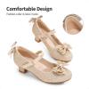 DREAM PAIRS Girls Dress Shoes Toddler Little Girls Heels Mary Jane Princess Shoes with Interchangeable Bow for Flower Girl Wedding Party(Gold)