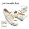 DREAM PAIRS Girls Dress Shoes Toddler Little Girls Heels Mary Jane Princess Shoes with Interchangeable Bow for Flower Girl Wedding Party(Ivory)