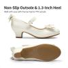 DREAM PAIRS Girls Dress Shoes Toddler Little Girls Heels Mary Jane Princess Shoes with Interchangeable Bow for Flower Girl Wedding Party(Ivory)