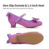 DREAM PAIRS Girls Dress Shoes Toddler Little Girls Heels Mary Jane Princess Shoes with Interchangeable Bow for Flower Girl Wedding Party(Purple)