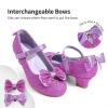 DREAM PAIRS Girls Dress Shoes Toddler Little Girls Heels Mary Jane Princess Shoes with Interchangeable Bow for Flower Girl Wedding Party(Purple)