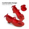 DREAM PAIRS Girls Dress Shoes Toddler Little Girls Heels Mary Jane Princess Shoes with Interchangeable Bow for Flower Girl Wedding Party(Red)