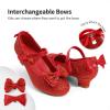 DREAM PAIRS Girls Dress Shoes Toddler Little Girls Heels Mary Jane Princess Shoes with Interchangeable Bow for Flower Girl Wedding Party(Red)
