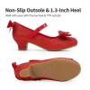 DREAM PAIRS Girls Dress Shoes Toddler Little Girls Heels Mary Jane Princess Shoes with Interchangeable Bow for Flower Girl Wedding Party(Red)