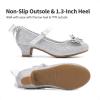DREAM PAIRS Girls Dress Shoes Toddler Little Girls Heels Mary Jane Princess Shoes with Interchangeable Bow for Flower Girl Wedding Party(Silver)