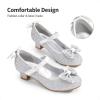 DREAM PAIRS Girls Dress Shoes Toddler Little Girls Heels Mary Jane Princess Shoes with Interchangeable Bow for Flower Girl Wedding Party(Silver)