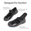 DREAM PAIRS Girls Kids Mary Jane School Uniform Toe-Protective Shoes Soft Flats Toddler Little Kid(Black)