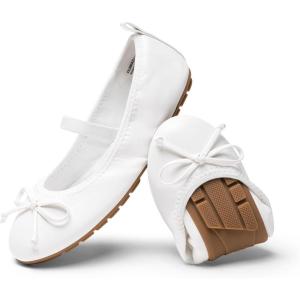 DREAM PAIRS Toddler Little Girls Ballet Flats Dress Shoes Mary Janes Ballerina Shoes(White)