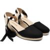 DREAM PAIRS Women’s Wedge Sandals Platform Close Toe Espadrilles Strappy Lace Up Sandals Cute Fashion Comfortable Dressy Beach Vocation Summer Shoes(Black-canvas)