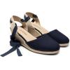 DREAM PAIRS Women’s Wedge Sandals Platform Close Toe Espadrilles Strappy Lace Up Sandals Cute Fashion Comfortable Dressy Beach Vocation Summer Shoes(Navy-canvas)