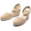 DREAM PAIRS Women’s Wedge Sandals Platform Close Toe Espadrilles Strappy Lace Up Sandals Cute Fashion Comfortable Dressy Beach Vocation Summer Shoes(Nude-canvas)