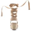 DREAM PAIRS Women’s Wedge Sandals Platform Close Toe Espadrilles Strappy Lace Up Sandals Cute Fashion Comfortable Dressy Beach Vocation Summer Shoes(Nude-canvas)