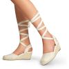 DREAM PAIRS Women’s Wedge Sandals Platform Close Toe Espadrilles Strappy Lace Up Sandals Cute Fashion Comfortable Dressy Beach Vocation Summer Shoes(White-lace)