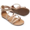 DREAM PAIRS Women’s Dressy Gladiator Summer Cross Strappy Sandals Comfort Flat Casual Beach Fisherman Thong sandals(Nude)
