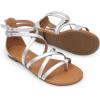 DREAM PAIRS Women’s Dressy Gladiator Summer Cross Strappy Sandals Comfort Flat Casual Beach Fisherman Thong sandals(Silver)
