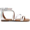 DREAM PAIRS Women’s Dressy Gladiator Summer Cross Strappy Sandals Comfort Flat Casual Beach Fisherman Thong sandals(Silver)