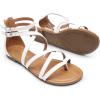 DREAM PAIRS Women’s Dressy Gladiator Summer Cross Strappy Sandals Comfort Flat Casual Beach Fisherman Thong sandals(White)