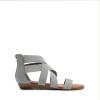 DREAM PAIRS Women’s Elastic Ankle Strap Low Wedges Sandals(Grey)
