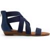 DREAM PAIRS Women’s Elastic Ankle Strap Low Wedges Sandals(Navy)